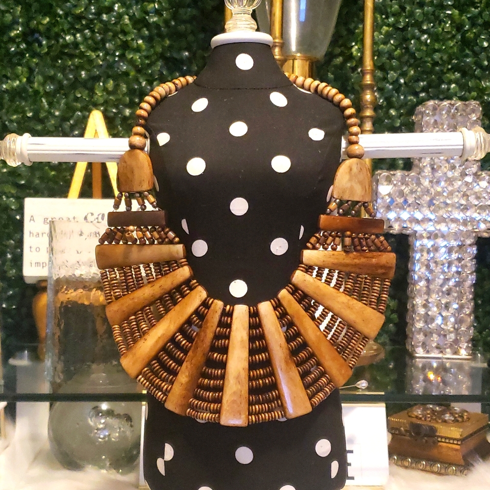 Tribal Native Bone Statement Necklace